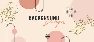 Pembe arka planda çiçek unsurları olan vektör arkaplan tasarımı