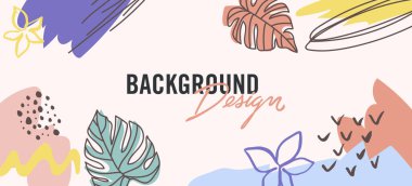 Bej arkaplanda çiçek elemanları olan vektör arkaplan tasarımı