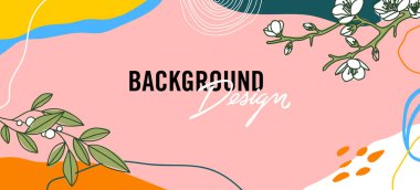 Pembe arka planda çiçek unsurları olan vektör arkaplan tasarımı