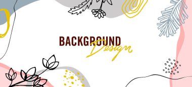 Bej arkaplanda çiçek elemanları olan vektör arkaplan tasarımı