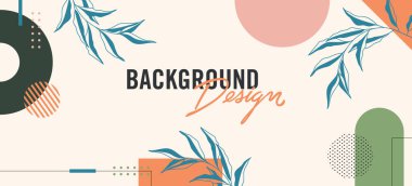 Bej arkaplanda çiçek elemanları olan vektör arkaplan tasarımı