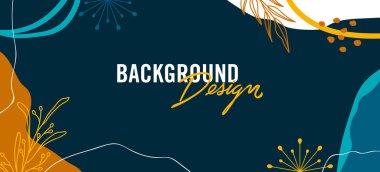 Mavi arkaplanda çiçek unsurları olan vektör arkaplan tasarımı