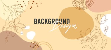 turuncu arkaplanda çiçek elemanları olan vektör arkaplan tasarımı