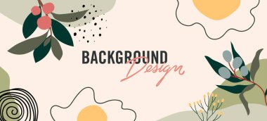 Bej arkaplanda çiçek elemanları olan vektör arkaplan tasarımı