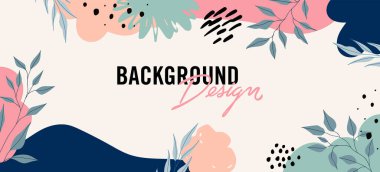 Bej arkaplanda çiçek elemanları olan vektör arkaplan tasarımı