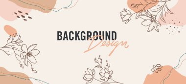 Bej arkaplanda çiçek elemanları olan vektör arkaplan tasarımı