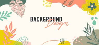 Bej arkaplanda çiçek elemanları olan vektör arkaplan tasarımı