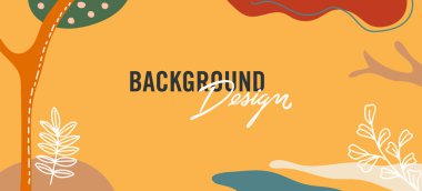 turuncu arkaplanda çiçek elemanları olan vektör arkaplan tasarımı