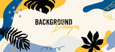 Sarı arkaplanda çiçek unsurları olan vektör arkaplan tasarımı