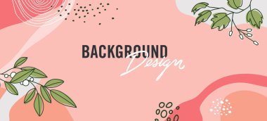 Pembe arka planda çiçek unsurları olan vektör arkaplan tasarımı
