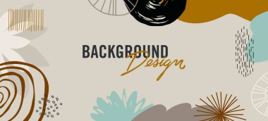 Bej arkaplanda çiçek elemanları olan vektör arkaplan tasarımı