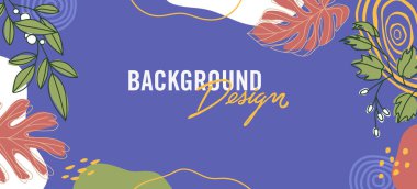 Mavi arkaplanda çiçek unsurları olan vektör arkaplan tasarımı