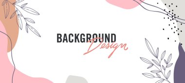 Çiçek elementli vektör arkaplan tasarımı ve beyaz arkaplanda boya lekeleri