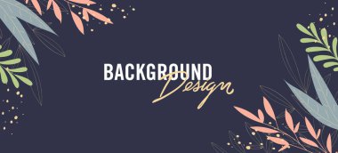 Mavi arkaplanda çiçek unsurları olan vektör arkaplan tasarımı