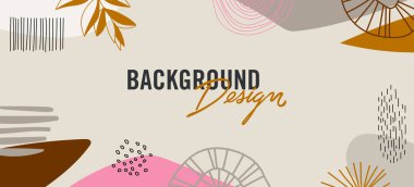 Bej arkaplanda çiçek elemanları olan vektör arkaplan tasarımı