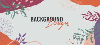 Gri arkaplanda çiçek unsurları olan vektör arkaplan tasarımı