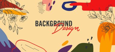 turuncu arkaplanda çiçek elemanları olan vektör arkaplan tasarımı