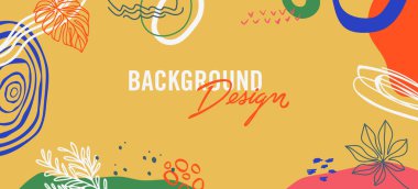 turuncu arkaplanda çiçek elemanları olan vektör arkaplan tasarımı