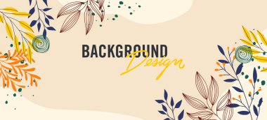 Bej arkaplanda çiçek elemanları olan vektör arkaplan tasarımı