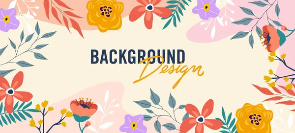 Bej arkaplanda çiçek elemanları olan vektör arkaplan tasarımı