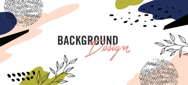 Çiçek elementli vektör arkaplan tasarımı ve beyaz arkaplanda boya lekeleri