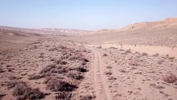 Um grupo de ciclistas montam na estepe. — Vídeo de Stock