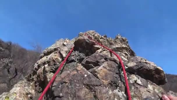 Treinamento de escalada e seguro de parceiro. — Vídeo de Stock