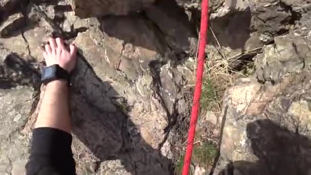 攀岩训练和伙伴保险. — 图库视频影像