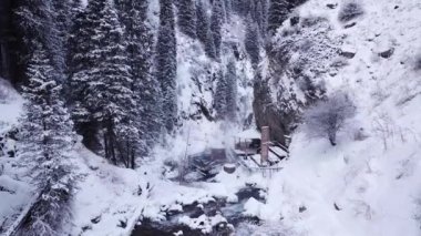 Karlı ormanda ve dağlarda sıcak pınarlar