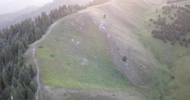 Dageraad in de groene bergen. — Stockvideo