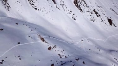 Bir grup dağcı dağlarda yürüyor..