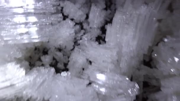 Macro photography of ice growths in a cave — Stock Video