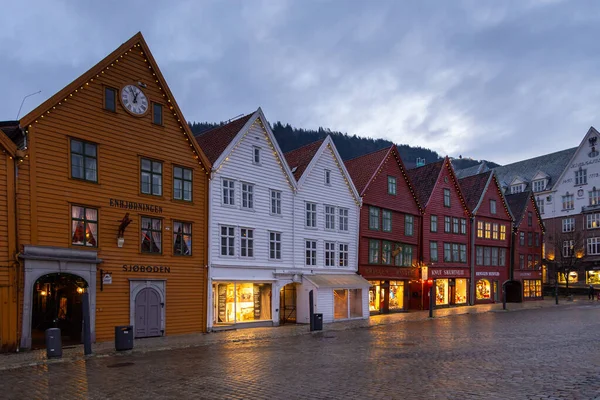 Bergen Norsko Prosince 2015 Pohled Bryggen Série Komerčních Budov Hanzovního — Stock fotografie