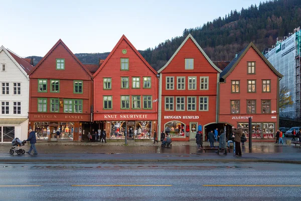 Bergen Norsko Prosince 2015 Pohled Bryggen Série Hanzovního Dědictví Komerčních — Stock fotografie