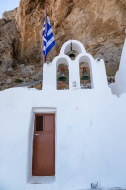 Panagia Katefiani Antik Thira yolunda, arkeolojik alan. Mesa Vouno Dağı. Güney Ege Denizi 'ndeki Yunanistan' ın Santorini adası.