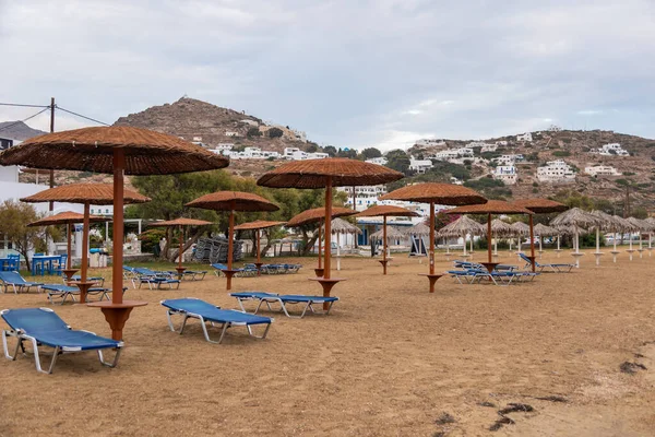 Chora Île Ios Grèce Septembre 2020 Vue Plage Sable Sur — Photo