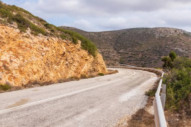 Yunan dağı, Ios Adası, Kiklad Takımadaları, Avrupa 'daki manzara manzarası.