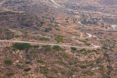 Yunan dağı, Ios Adası, Kiklad Takımadaları, Avrupa 'daki manzara manzarası.