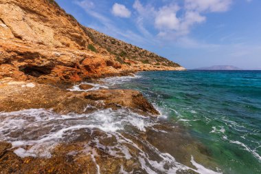 Agia Theodoti Sahili manzarası, Ios 'un en sessiz sahili. Yunanistan.