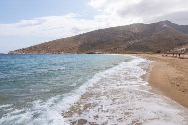 Agia Theodoti Sahili manzarası, Ios 'un en sessiz sahili. Yunanistan.