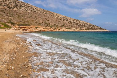Agia Theodoti Sahili manzarası, Ios 'un en sessiz sahili. Yunanistan.