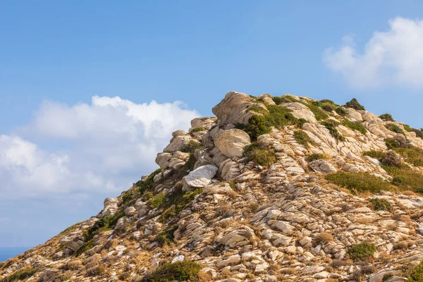 Vista Montaña Pico Rocoso Verano Isla Ios Grecia — Foto de Stock