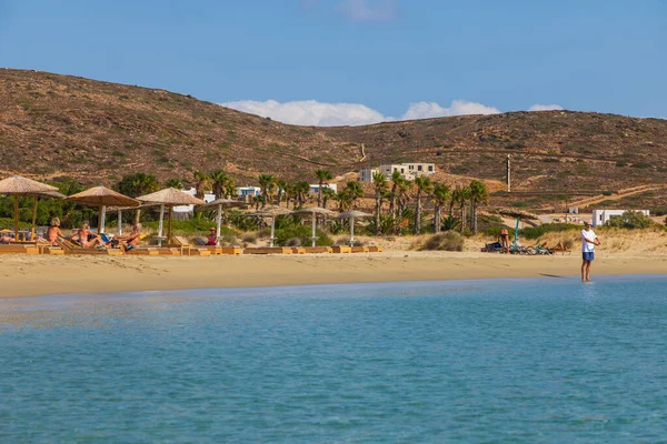 Isola Ios Grecia Settembre 2020 Vista Sulla Famosa Spiaggia Manganari — Foto Stock