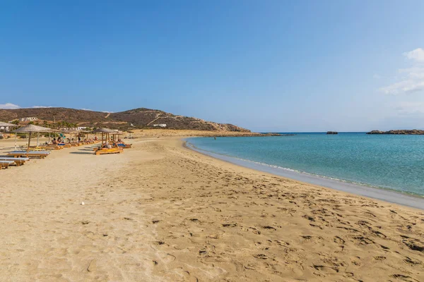 Ios Island Greece Setembro 2020 Vista Para Popular Praia Manganari — Fotografia de Stock