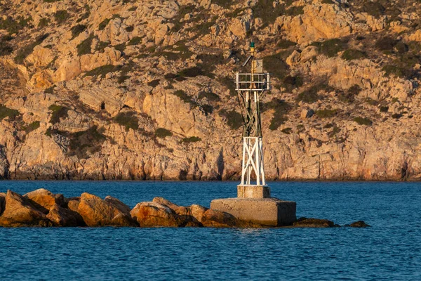 View Lighthouse Rock Chora Ios Island Greece — Stock Photo, Image