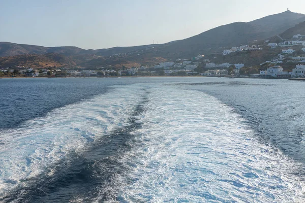 Réveillez Vous Dans Mer Égée Faite Par Grand Navire Port — Photo