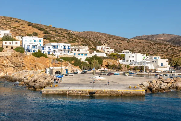 Sikonos Grieks September 2020 Zicht Haven Van Sikinos Island Mensen — Stockfoto