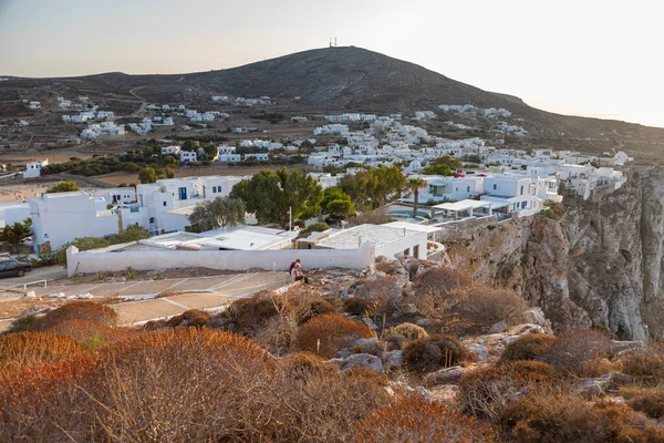 Chora Folegandros Island Grekland September 2020 Traditionell Grekisk Arkitektur Centrum — Stockfoto