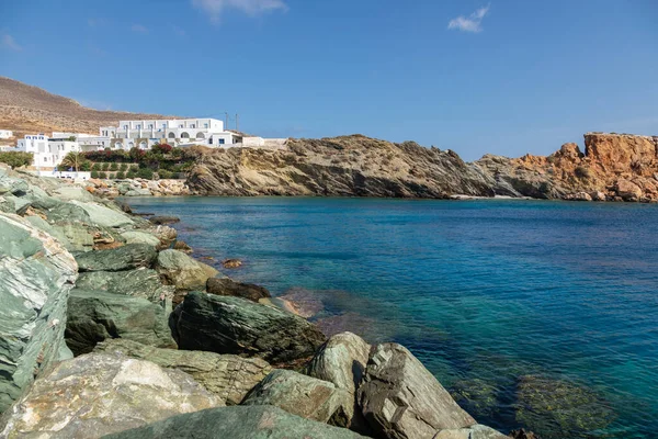 Folegandros Island Grécia Setembro 2020 Vista Pequena Cidade Portuária Ilha — Fotografia de Stock