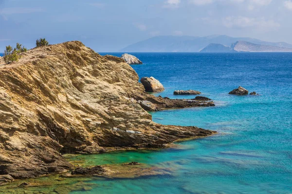 Вид Узбережжя Острова Фолегандрос Aegean Sea Cyclades Archipelago Greece — стокове фото